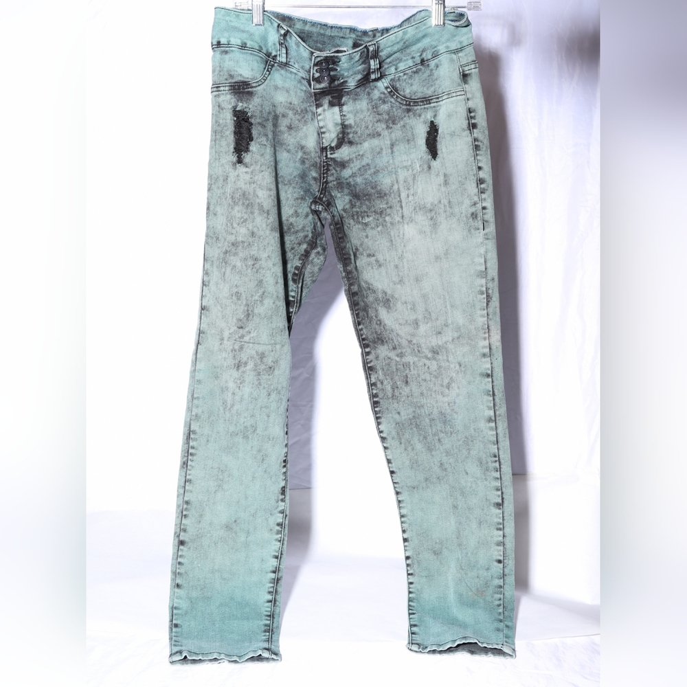 Lovesick green distressed jeans
